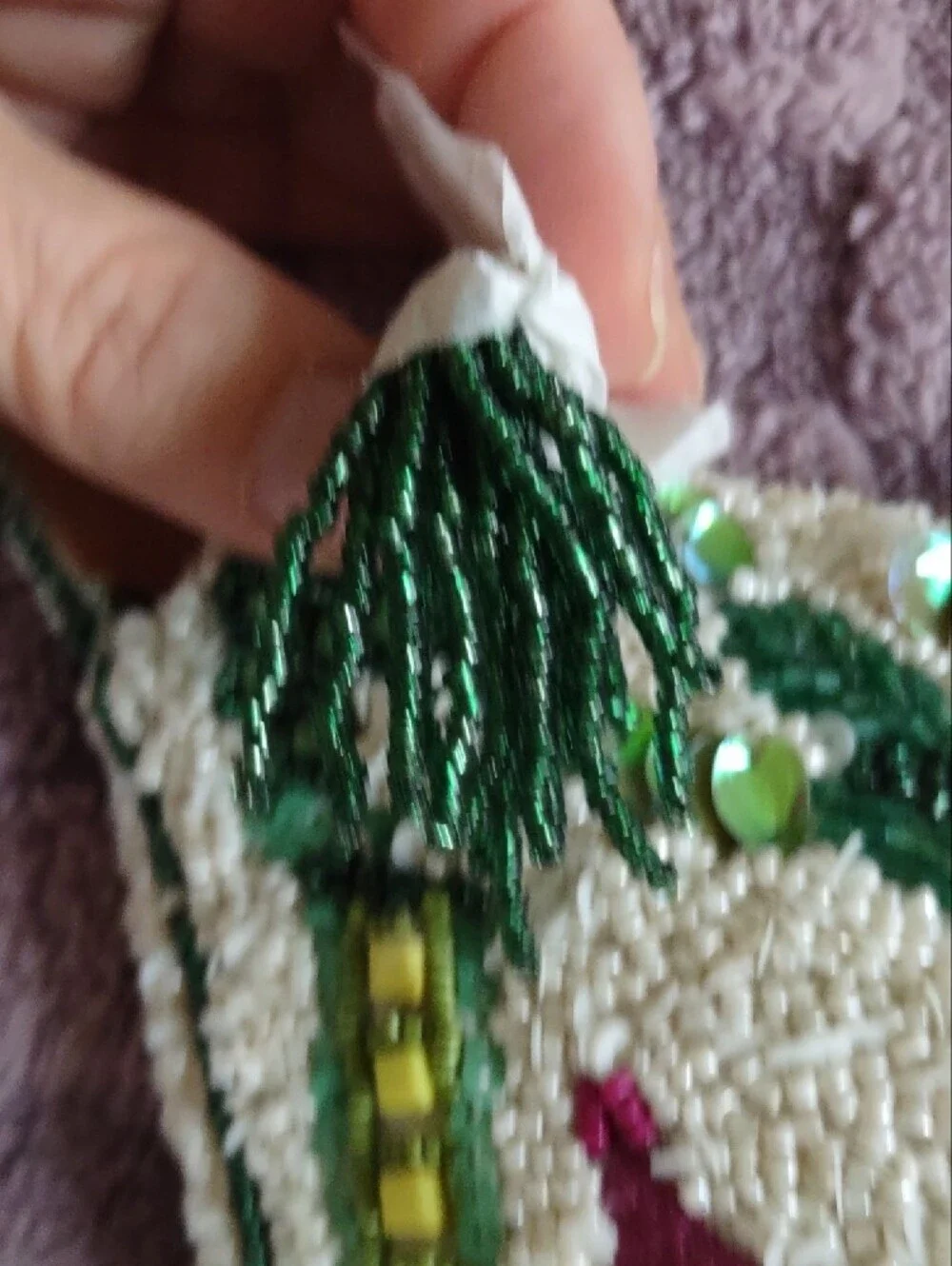 NWT* VIRAL*Handcrafted In India Beaded Vegetable Garden Shoulder Bag Gingham
